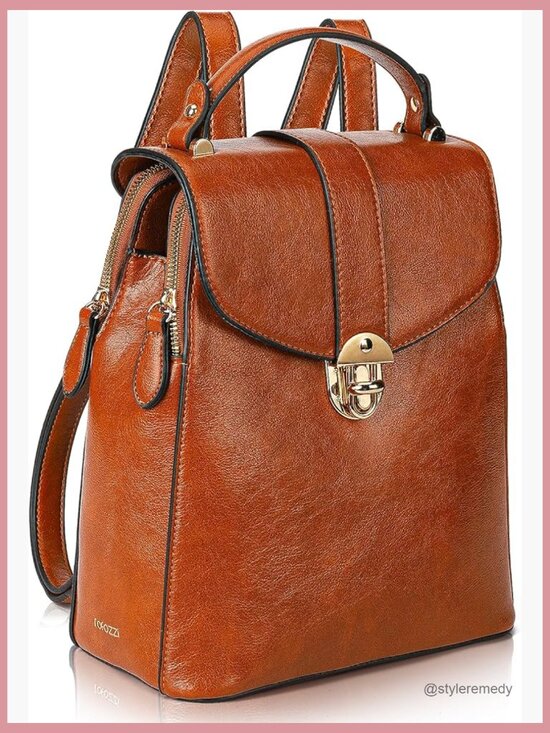 Structured Vegan Leather Backpack Purse - Faux Leather Backpack Handbag main image 4